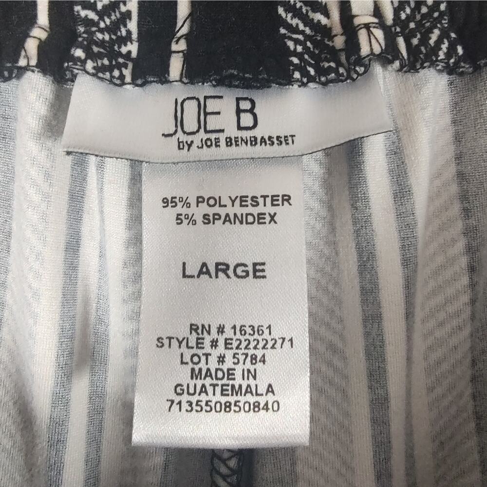 Women's Black White Striped Wide Leg Pants by Joe B. Pullon Tie-Belt Size Large - Picture 3 of 16